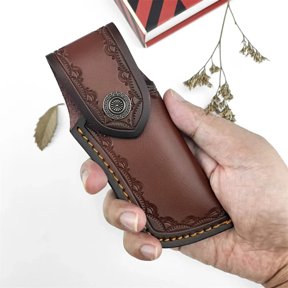 Edc Carry Belt Leather - Capa de couro legítimo marrom com